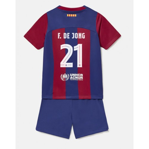 Barcelona Frenkie de Jong #21 Hjemmedraktsett Barn 2023-24 Korte ermer (+ Korte bukser)