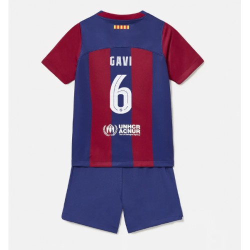Barcelona Paez Gavi #6 Hjemmedraktsett Barn 2023-24 Korte ermer (+ Korte bukser)