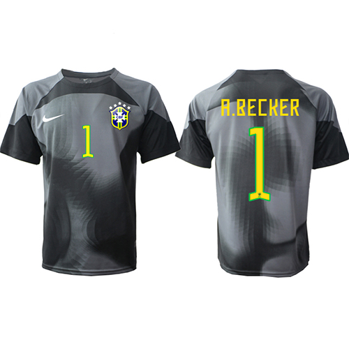 Brasil Alisson Becker #1 Keeper Hjemmedrakt VM 2022 Korte ermer