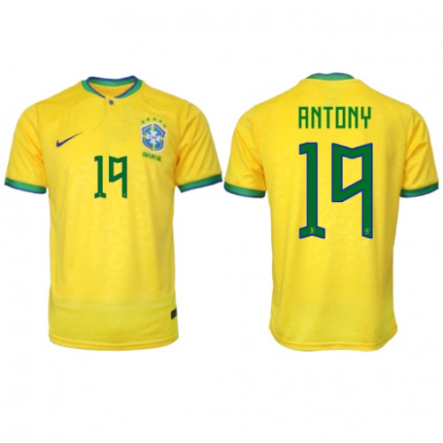 Brasil Antony #19 Hjemmedrakt VM 2022 Korte ermer