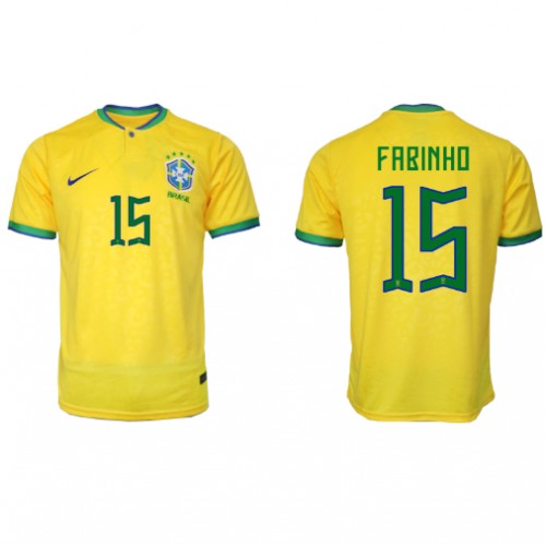 Brasil Fabinho #15 Hjemmedrakt VM 2022 Korte ermer