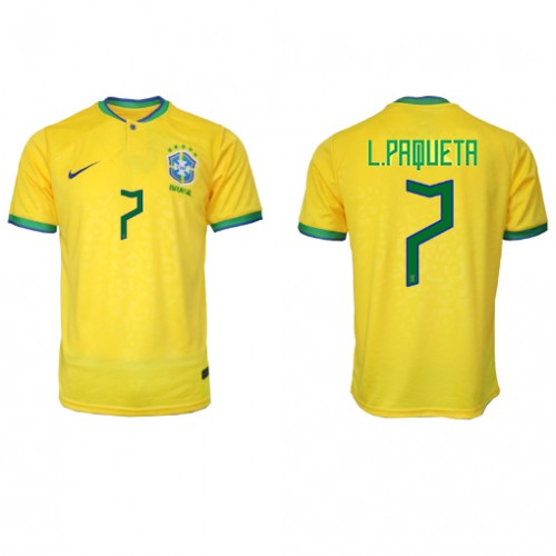 Brasil Lucas Paqueta #7 Hjemmedrakt VM 2022 Korte ermer