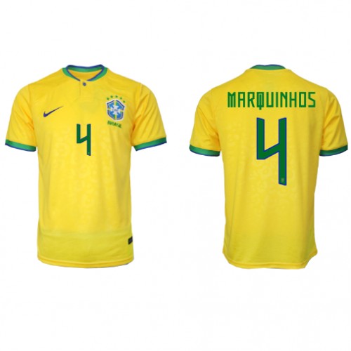 Brasil Marquinhos #4 Hjemmedrakt VM 2022 Korte ermer