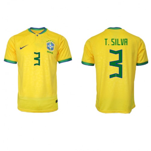 Brasil Thiago Silva #3 Hjemmedrakt VM 2022 Korte ermer