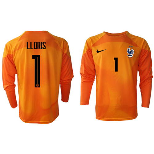 Frankrike Hugo Lloris #1 Keeper Hjemmedrakt VM 2022 Lange ermer