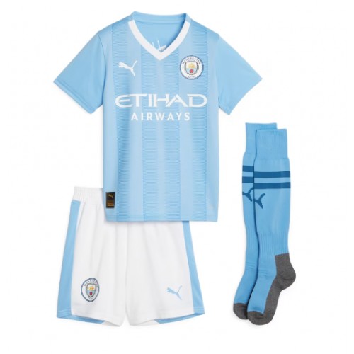 Manchester City Erling Haaland #9 Hjemmedraktsett Barn 2023-24 Korte ermer (+ Korte bukser)