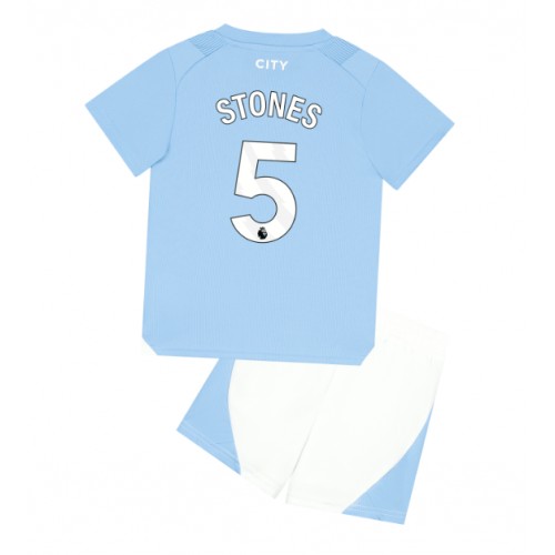 Manchester City John Stones #5 Hjemmedraktsett Barn 2023-24 Korte ermer (+ Korte bukser)
