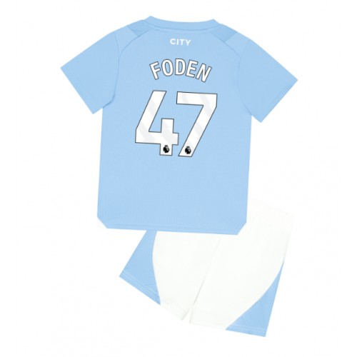 Manchester City Phil Foden #47 Hjemmedraktsett Barn 2023-24 Korte ermer (+ Korte bukser)