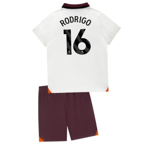 Manchester City Rodri Hernandez #16 Bortedraktsett Barn 2023-24 Korte ermer (+ Korte bukser)