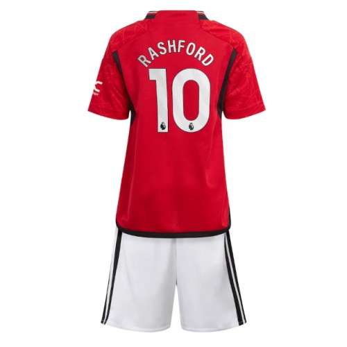 Manchester United Marcus Rashford #10 Hjemmedraktsett Barn 2023-24 Korte ermer (+ Korte bukser)