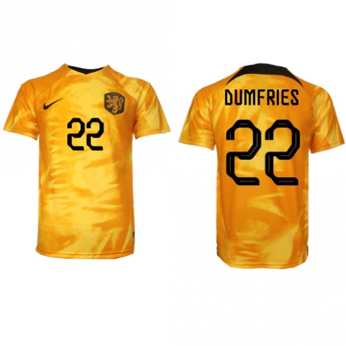 Nederland Denzel Dumfries #22 Hjemmedrakt VM 2022 Korte ermer