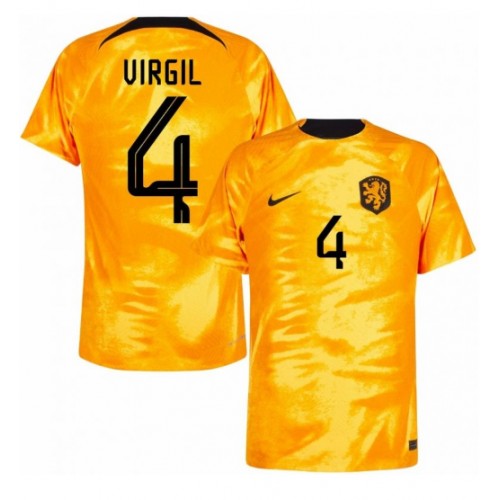 Nederland Virgil van Dijk #4 Hjemmedrakt VM 2022 Korte ermer