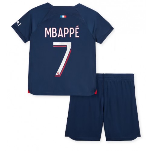 Paris Saint-Germain Kylian Mbappe #7 Hjemmedraktsett Barn 2023-24 Korte ermer (+ Korte bukser)